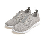 Load image into Gallery viewer, Grey Knit Pearl and Crystal Slip On Sneakers

