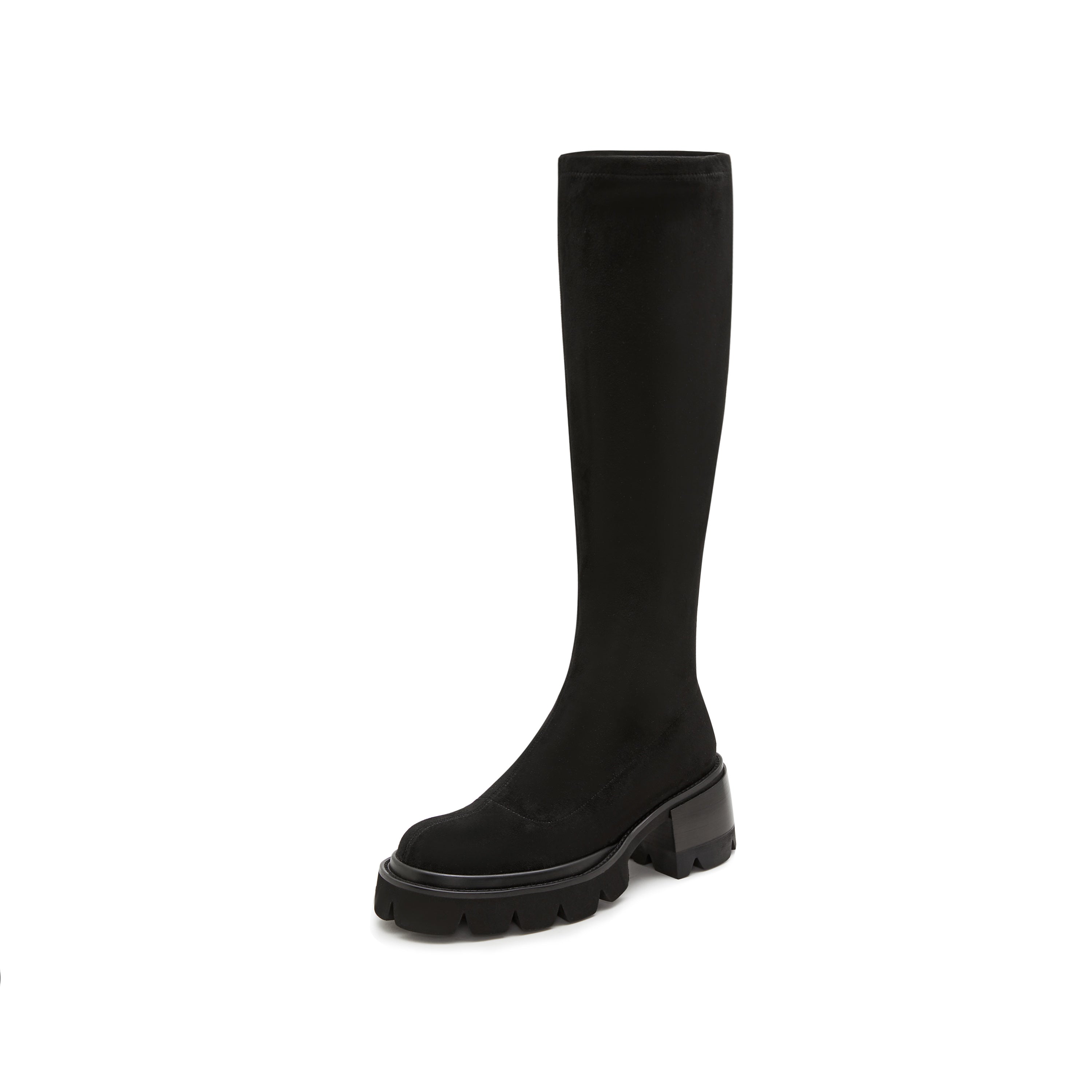 Black Platform Long Sock Boots