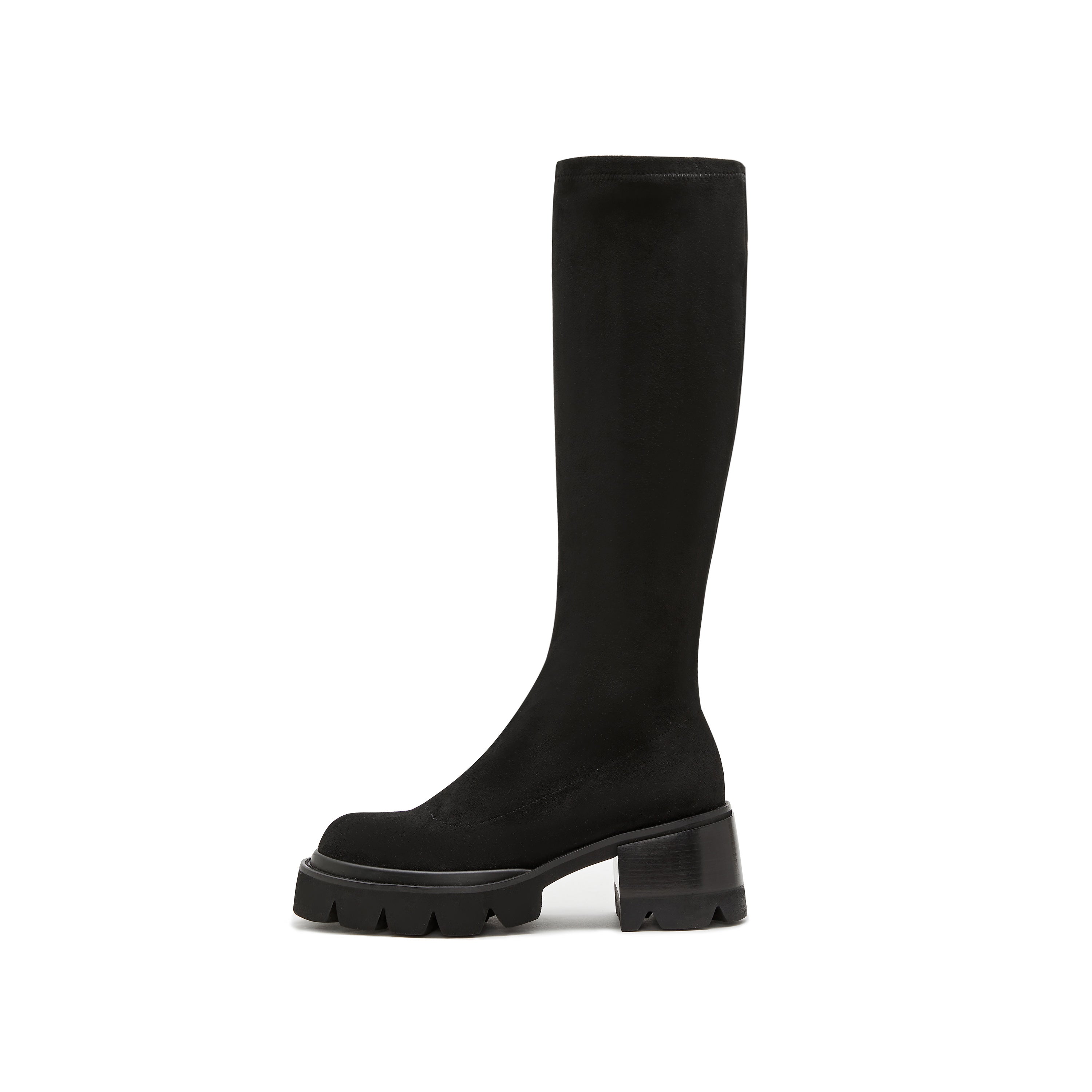 Black Platform Long Sock Boots
