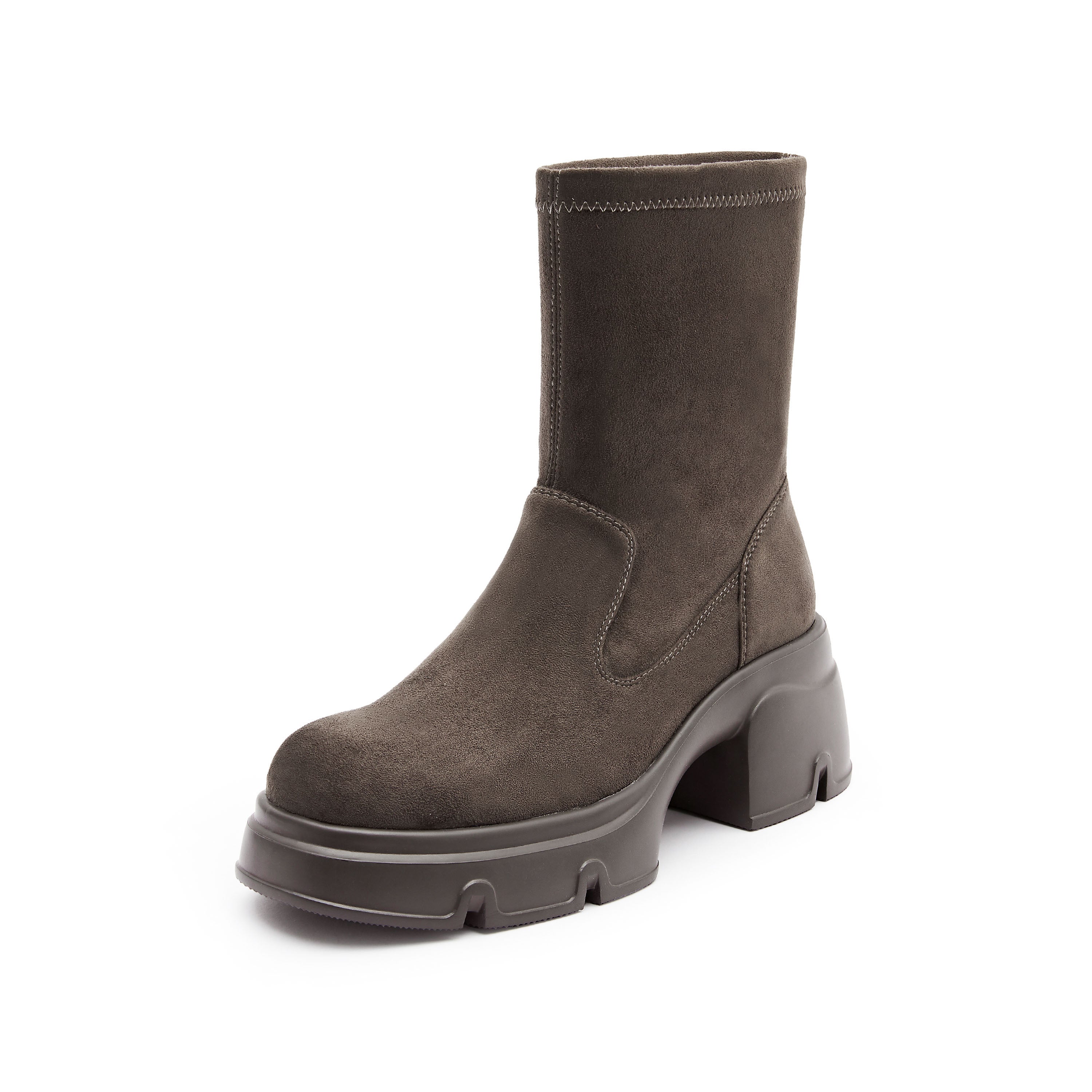 Brown Platform Minimal Sock Boots