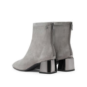 Grey Suede Silvery Heeled Ankle Boots