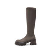Brown Platform Long Sock Boots