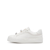 Beige Leather Detachable Accessories Sneakers
