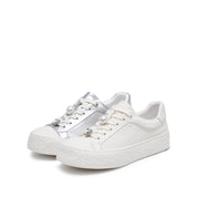 Beige Leather Detachable Accessories Sneakers