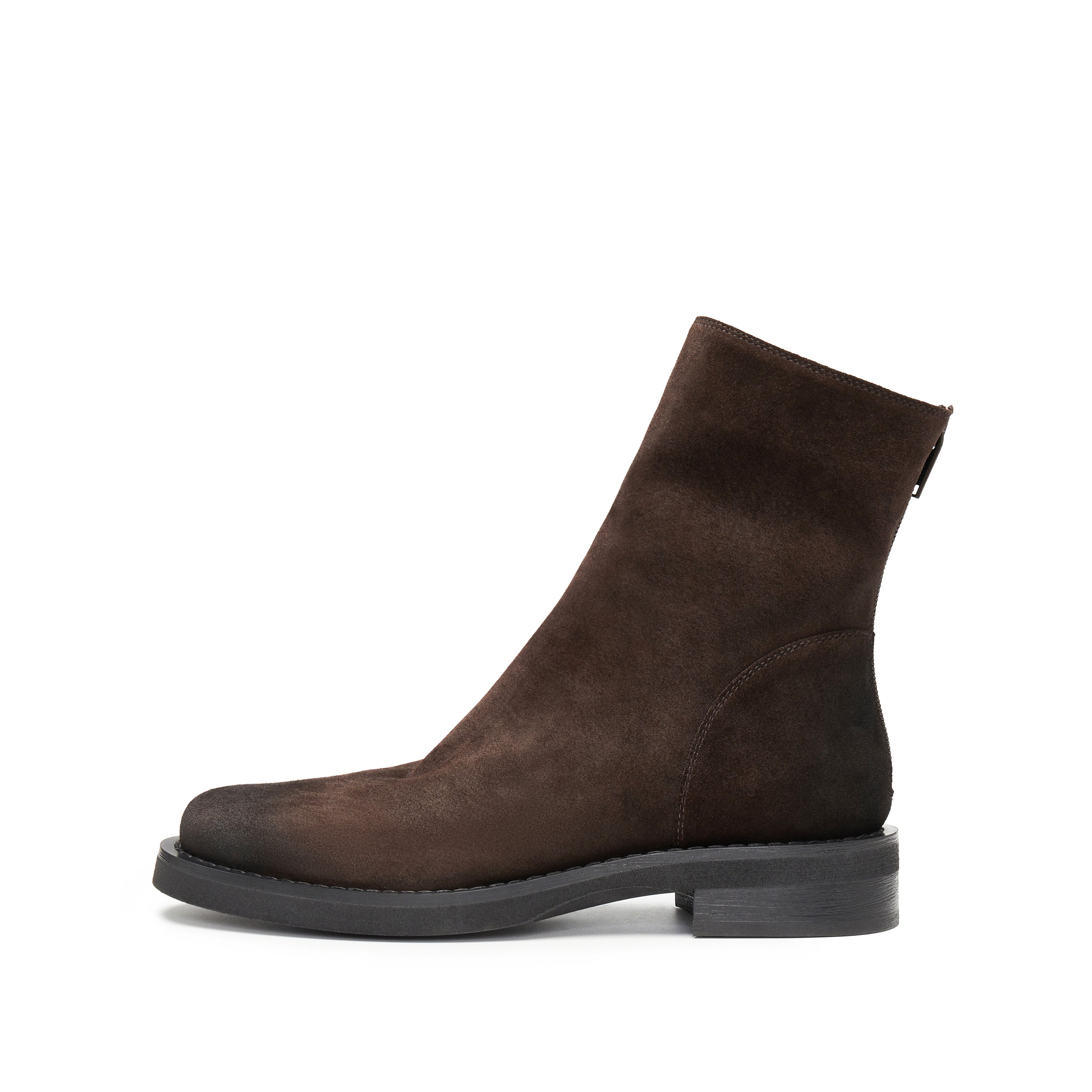 Brown Suede Leather Flat Ankle Boots