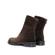 Brown Suede Leather Flat Ankle Boots