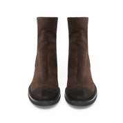 Brown Suede Leather Flat Ankle Boots