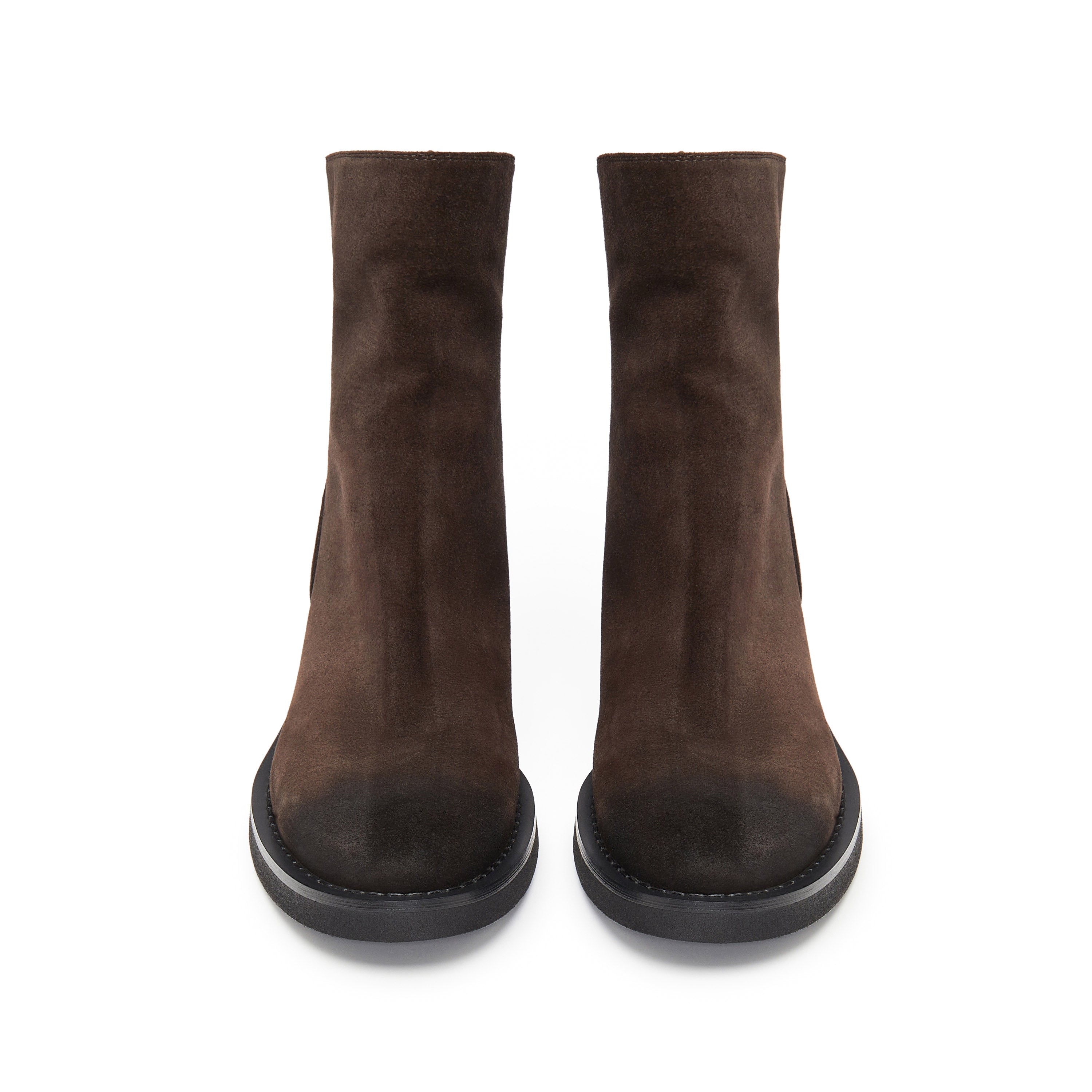 Brown Suede Leather Flat Ankle Boots