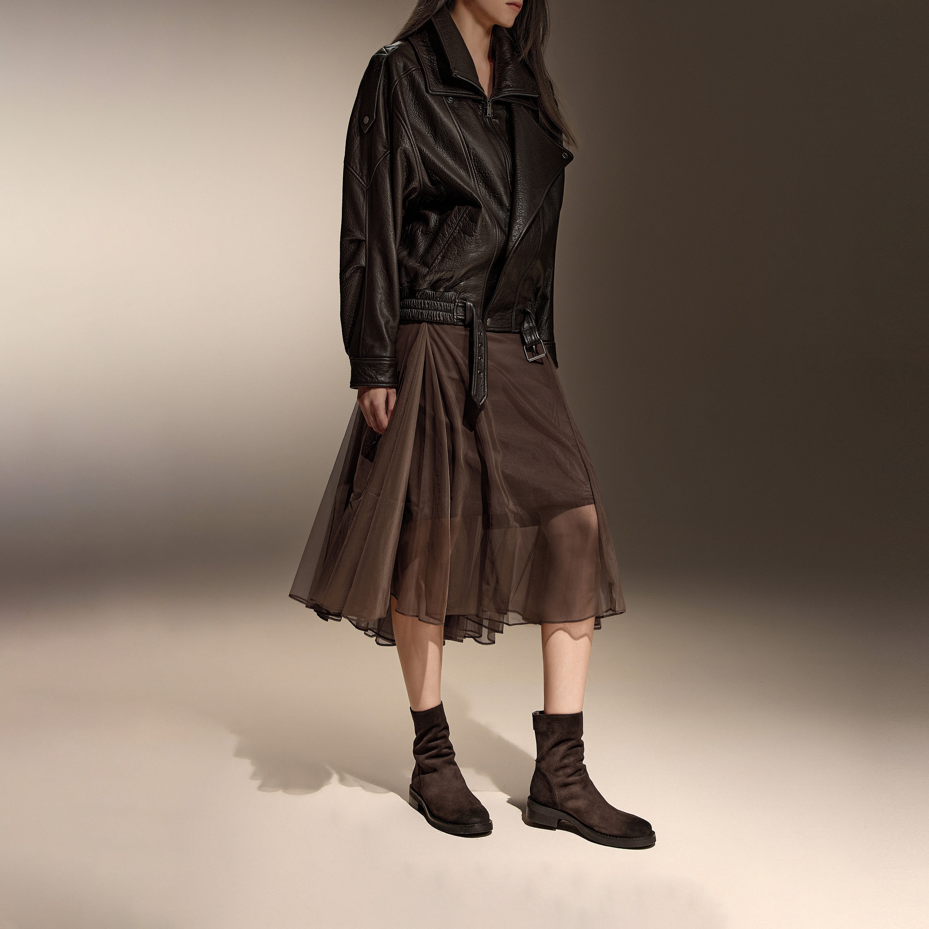 Brown Suede Leather Flat Ankle Boots