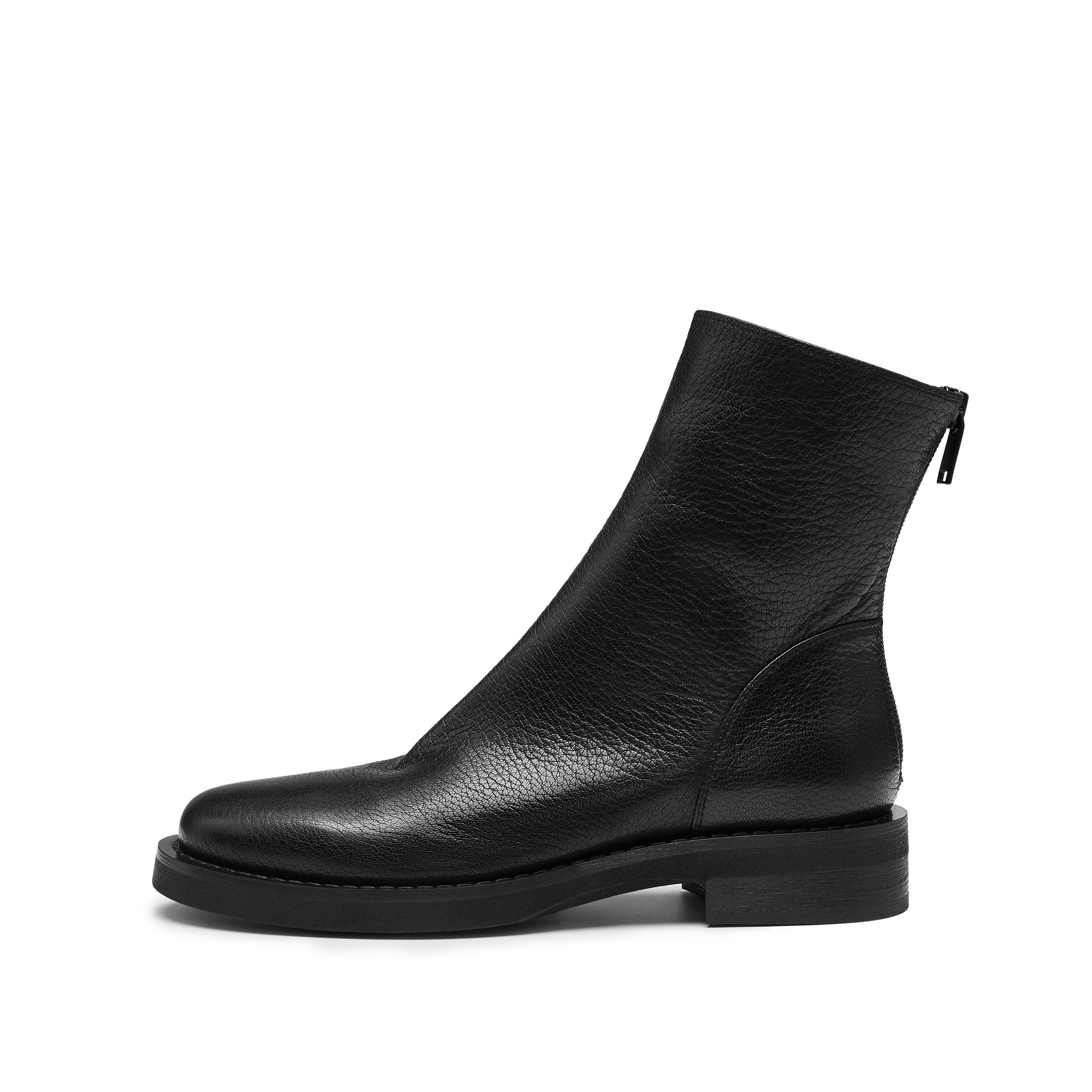 Black Sheep Soft Leather Flat Ankle Boots