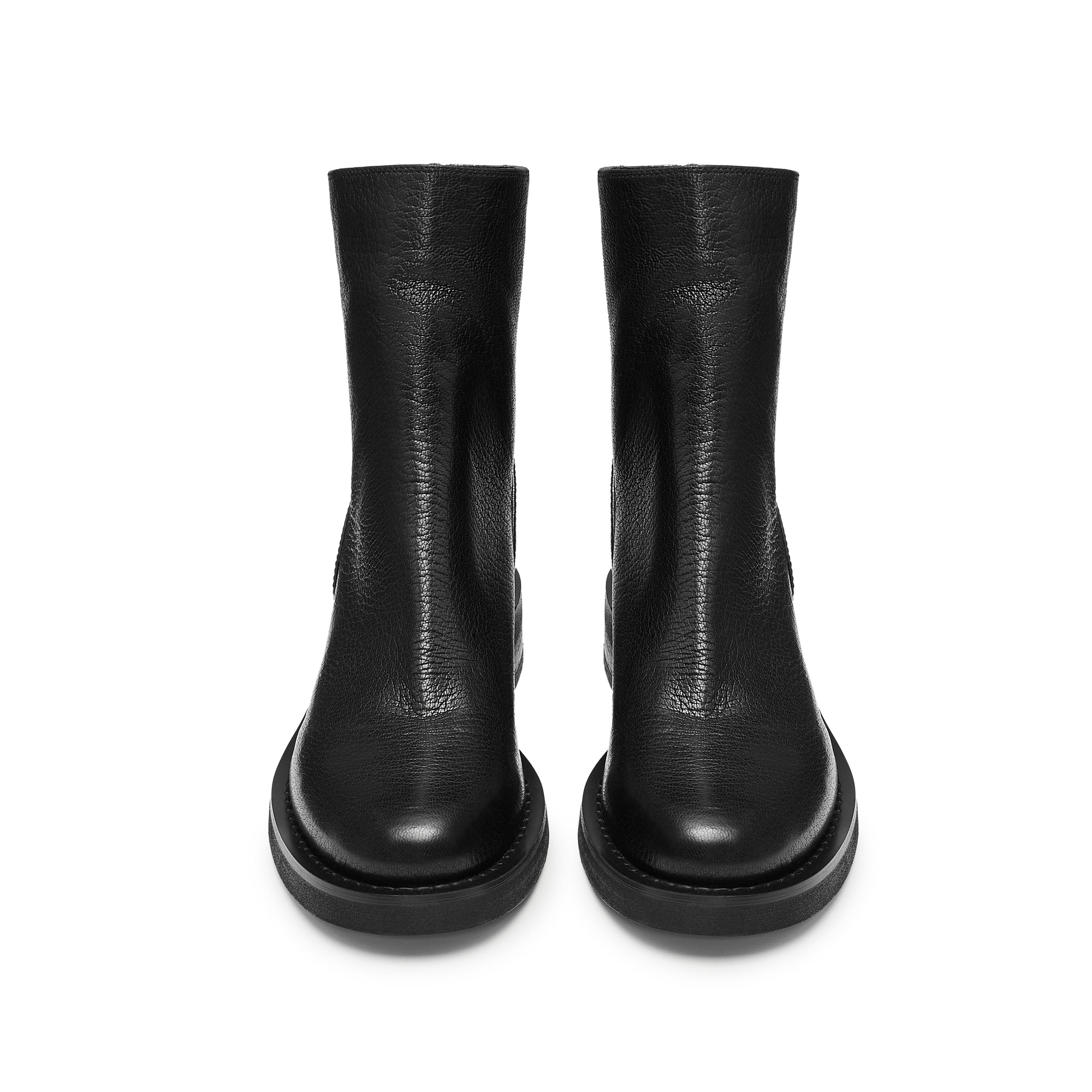 Black Sheep Soft Leather Flat Ankle Boots