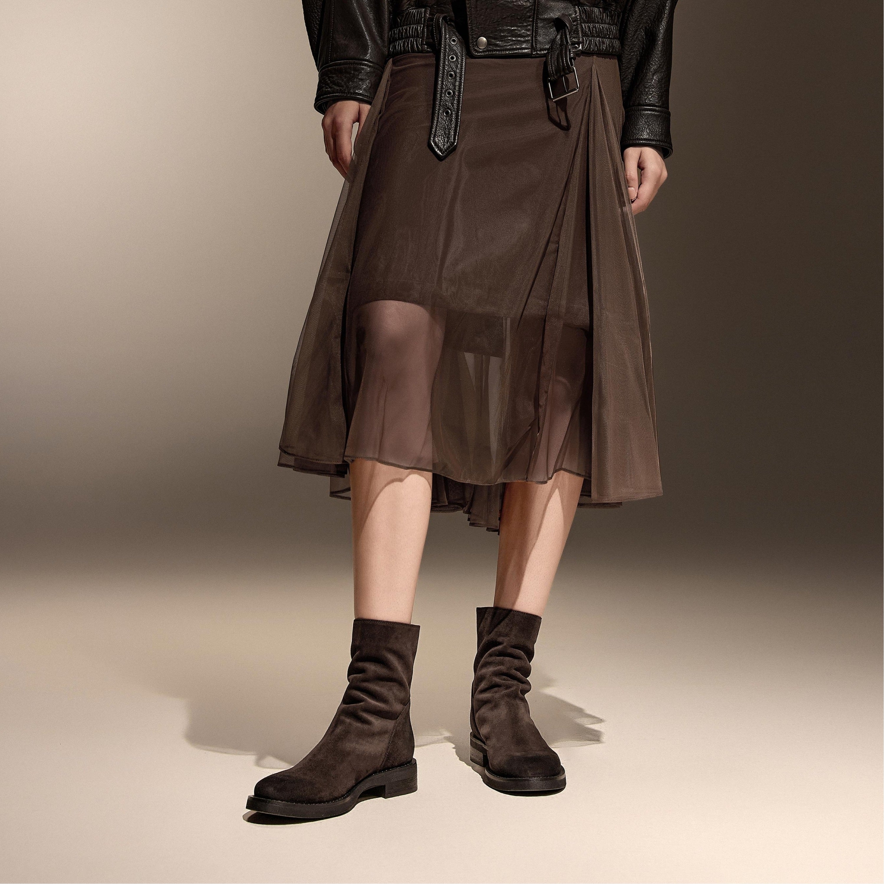 Black Sheep Soft Leather Flat Ankle Boots