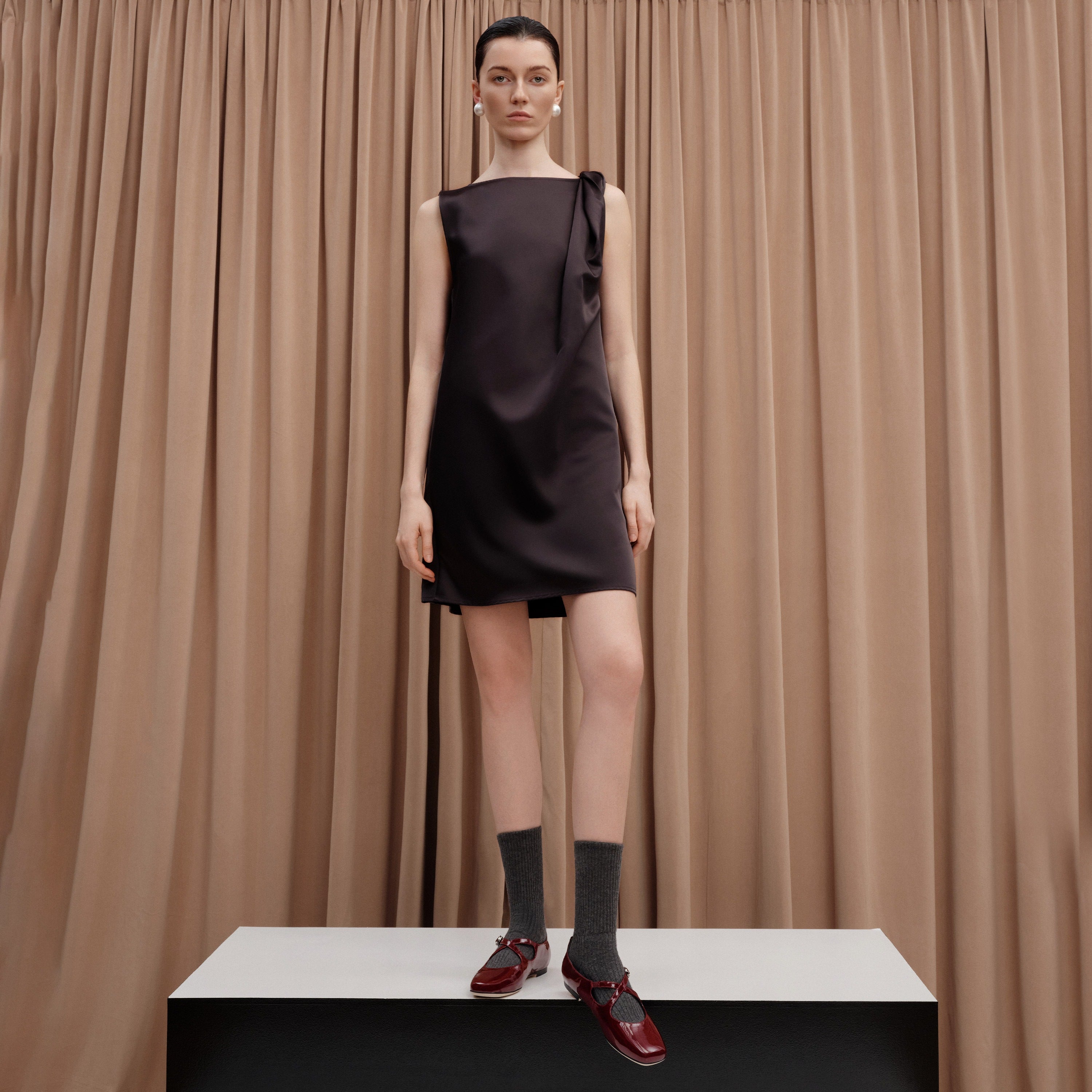 Red Patent Cross Strap Ballerina Flats