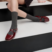 Red Patent Cross Strap Ballerina Flats