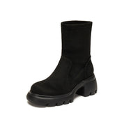 Black Elastic Platform Ankle Sock Boots