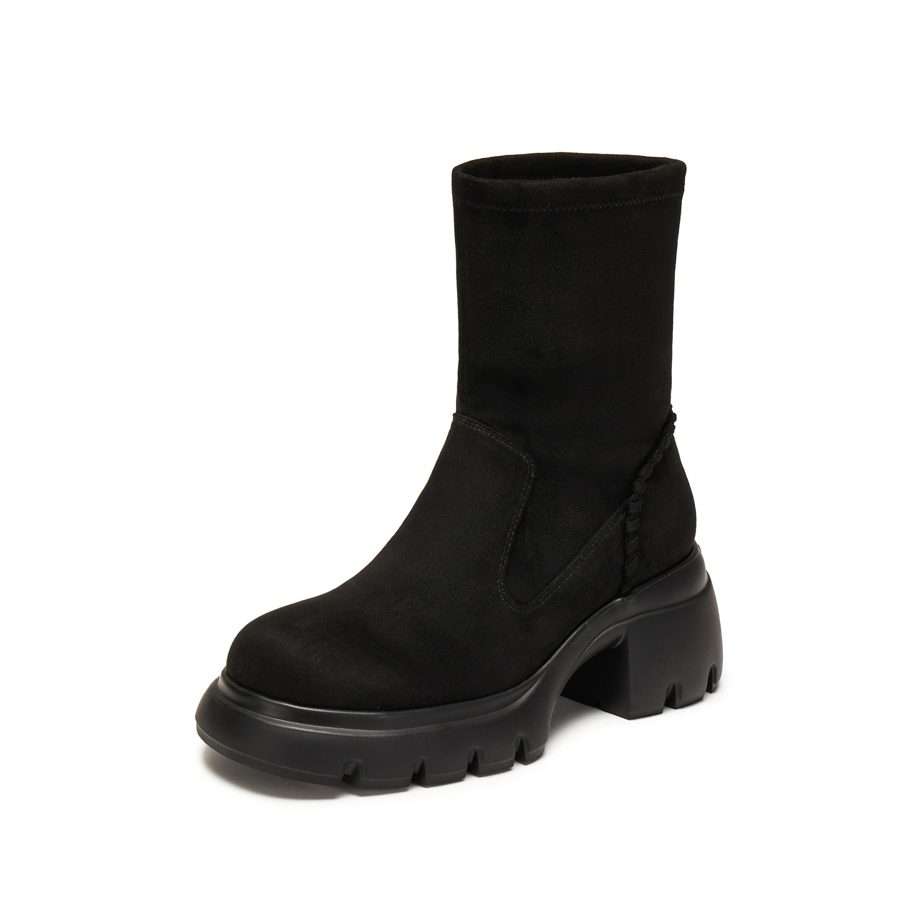 Black Elastic Platform Ankle Sock Boots