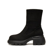 Black Elastic Platform Ankle Sock Boots