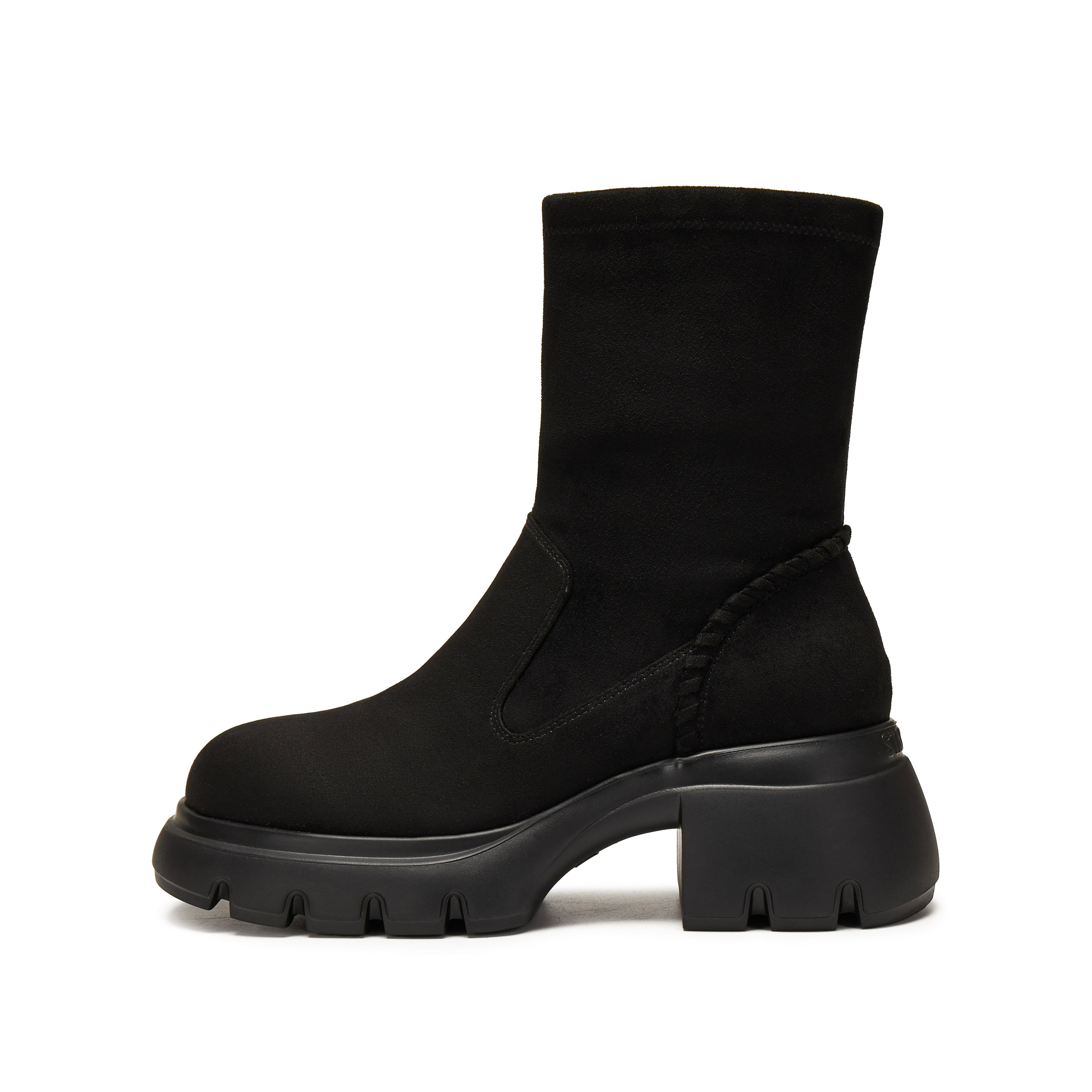 Black Elastic Platform Ankle Sock Boots