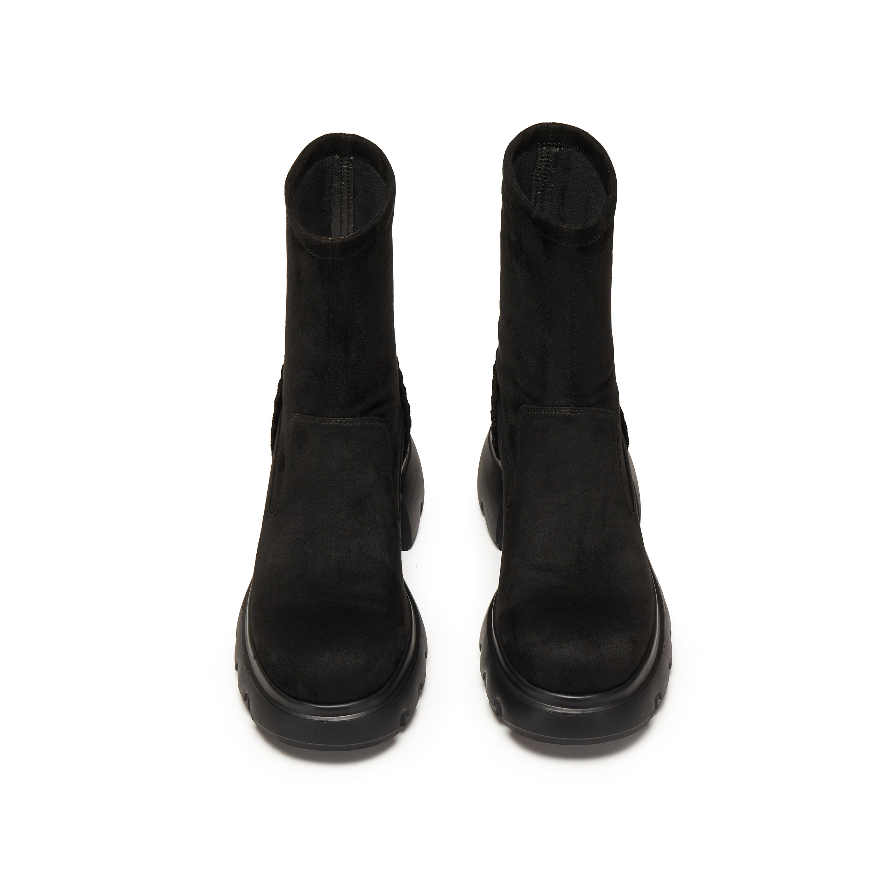 Black Elastic Platform Ankle Sock Boots