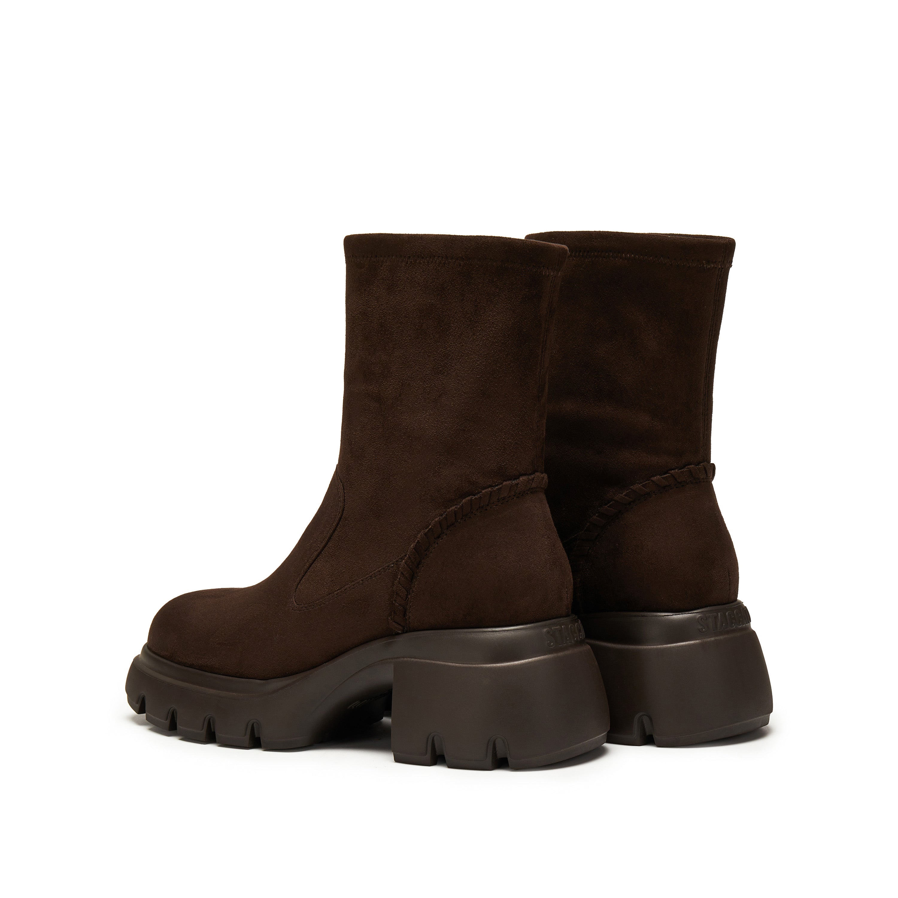 Dark Brown Elastic Platform Ankle Sock Boots