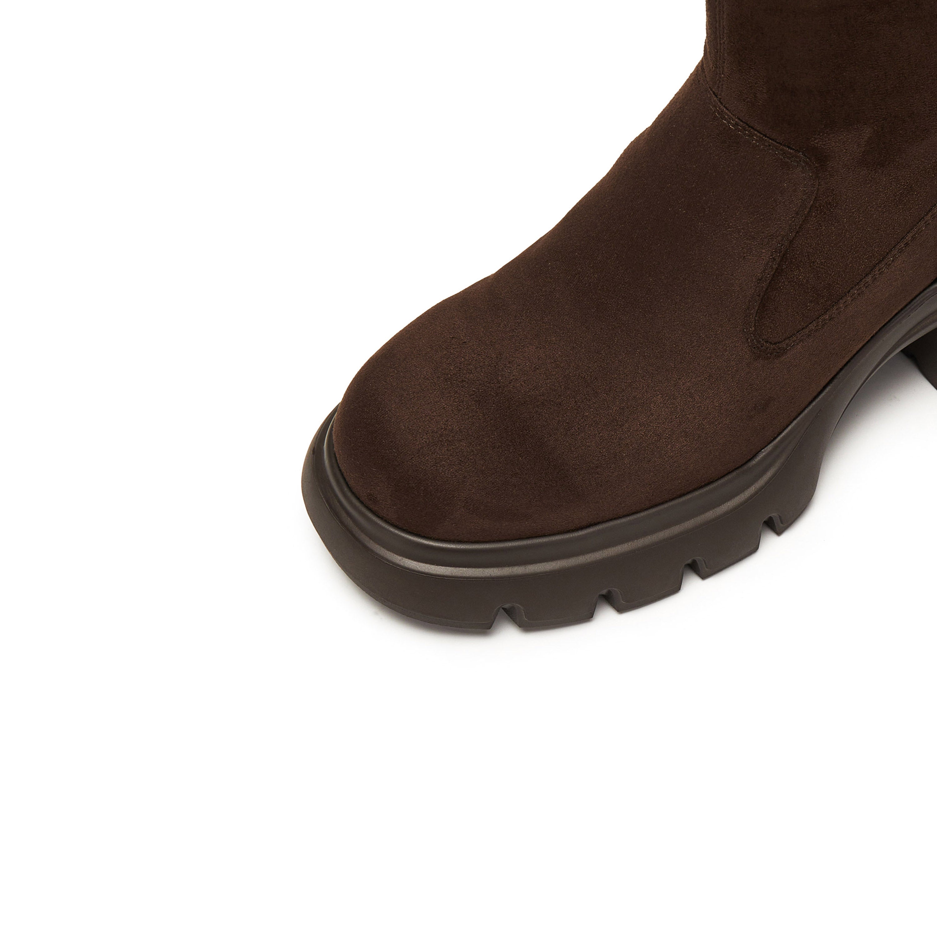Dark Brown Elastic Platform Ankle Sock Boots