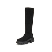 Black Elastic Platform High Knee Sock Boots
