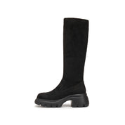 Black Elastic Platform High Knee Sock Boots