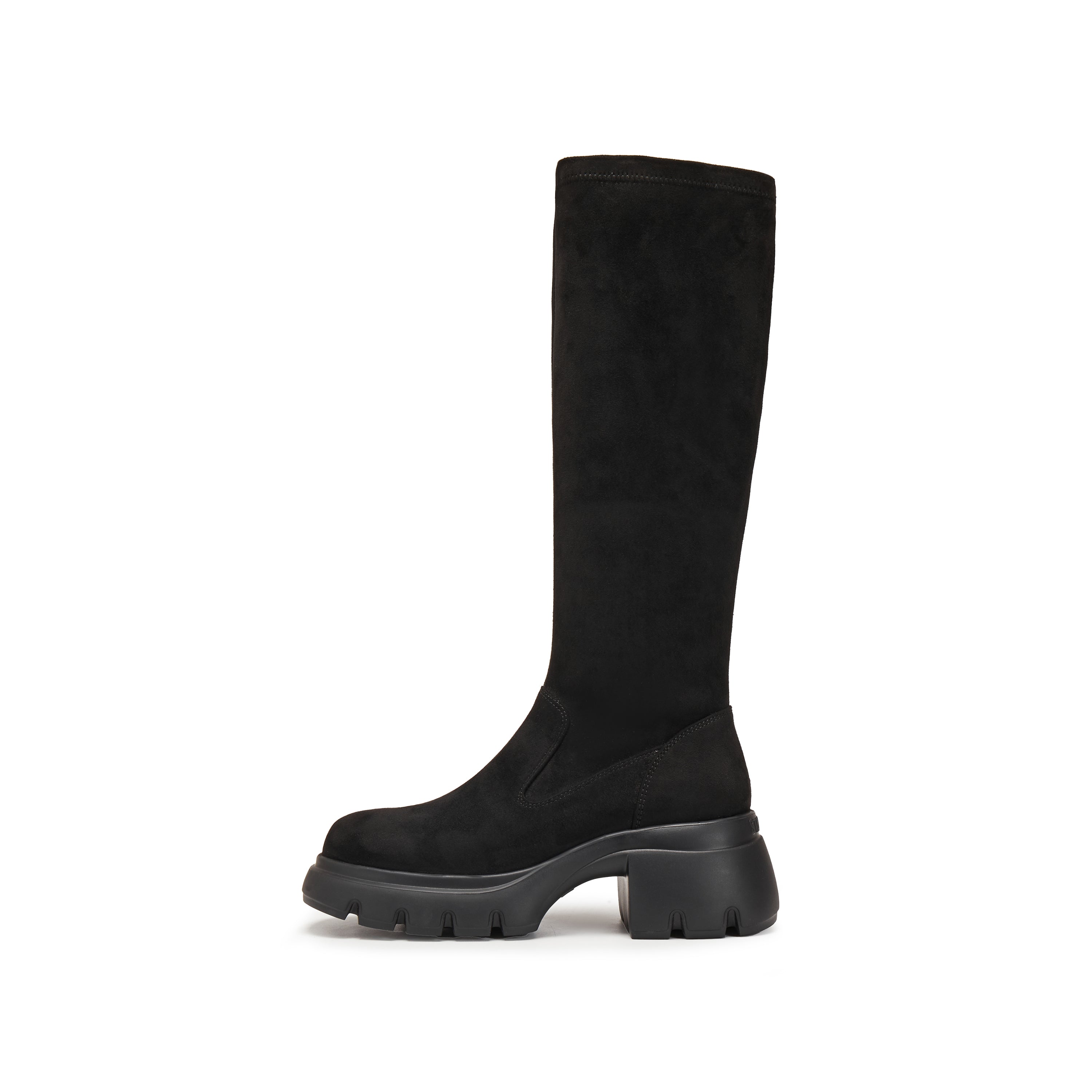 Black Elastic Platform High Knee Sock Boots
