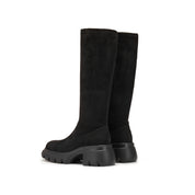 Black Elastic Platform High Knee Sock Boots