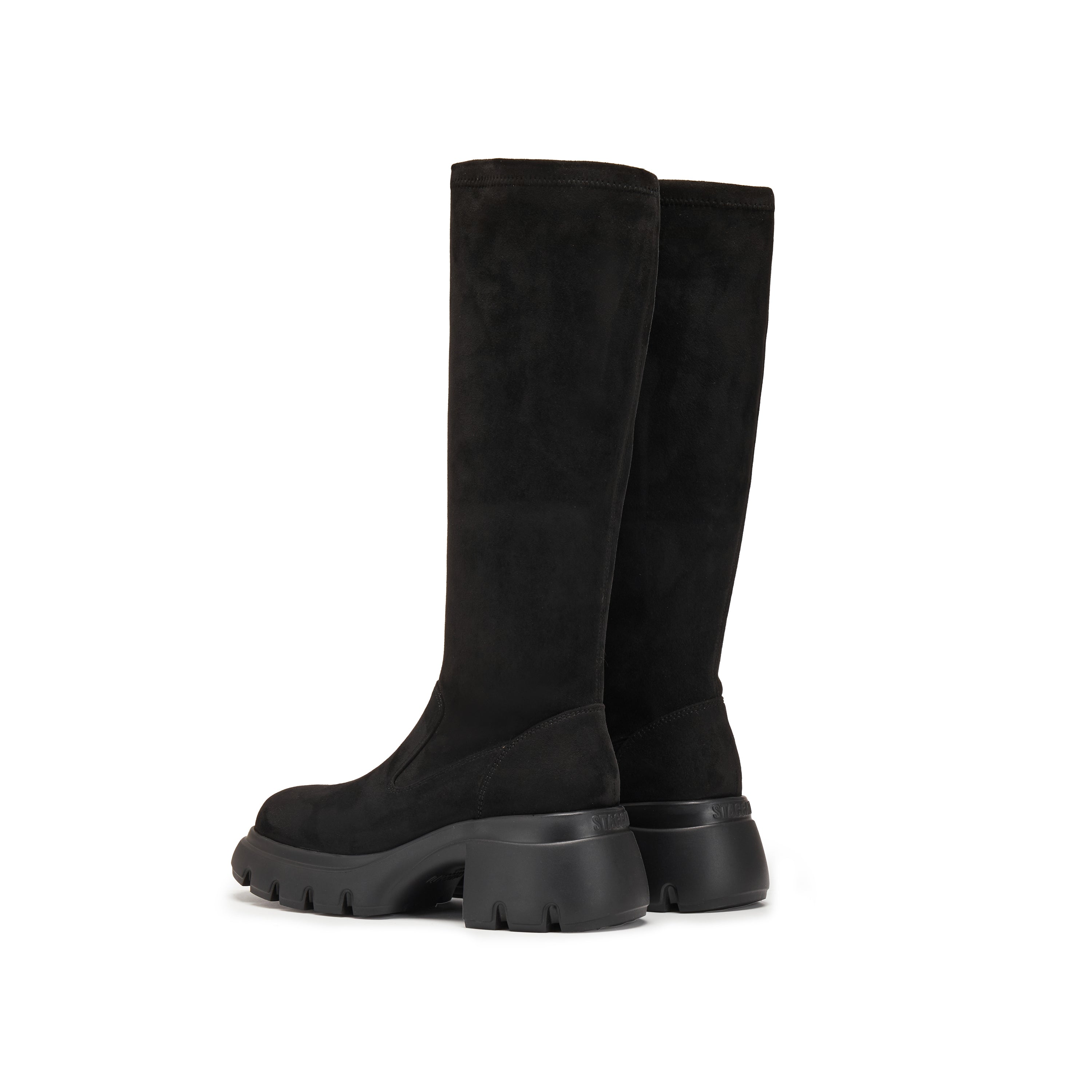 Black Elastic Platform High Knee Sock Boots