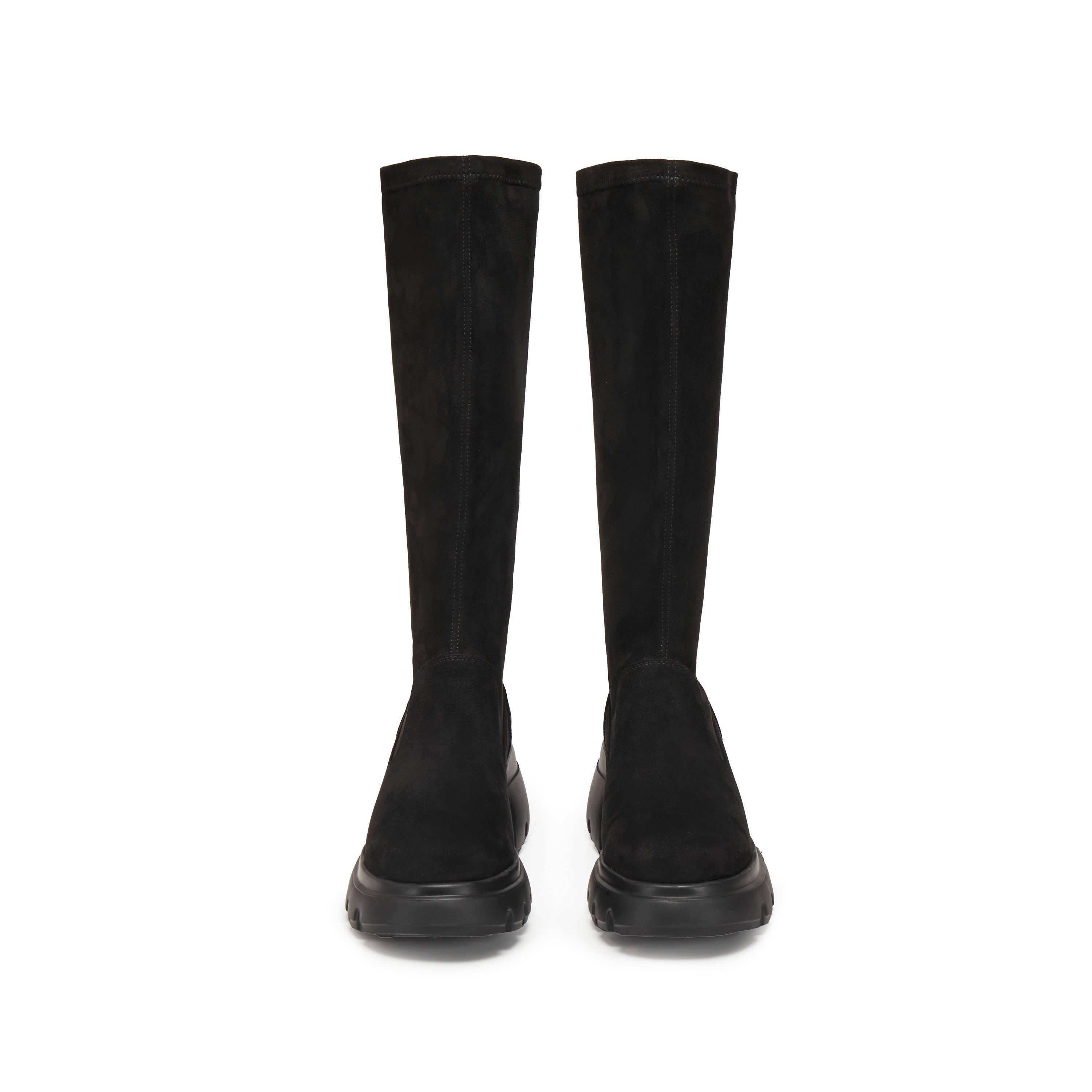 Black Elastic Platform High Knee Sock Boots