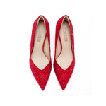 Load image into Gallery viewer, Red Crystal embellished Pointy Pumps
