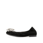 Load image into Gallery viewer, Kid Suede Crystal Rose Ballerina Flats
