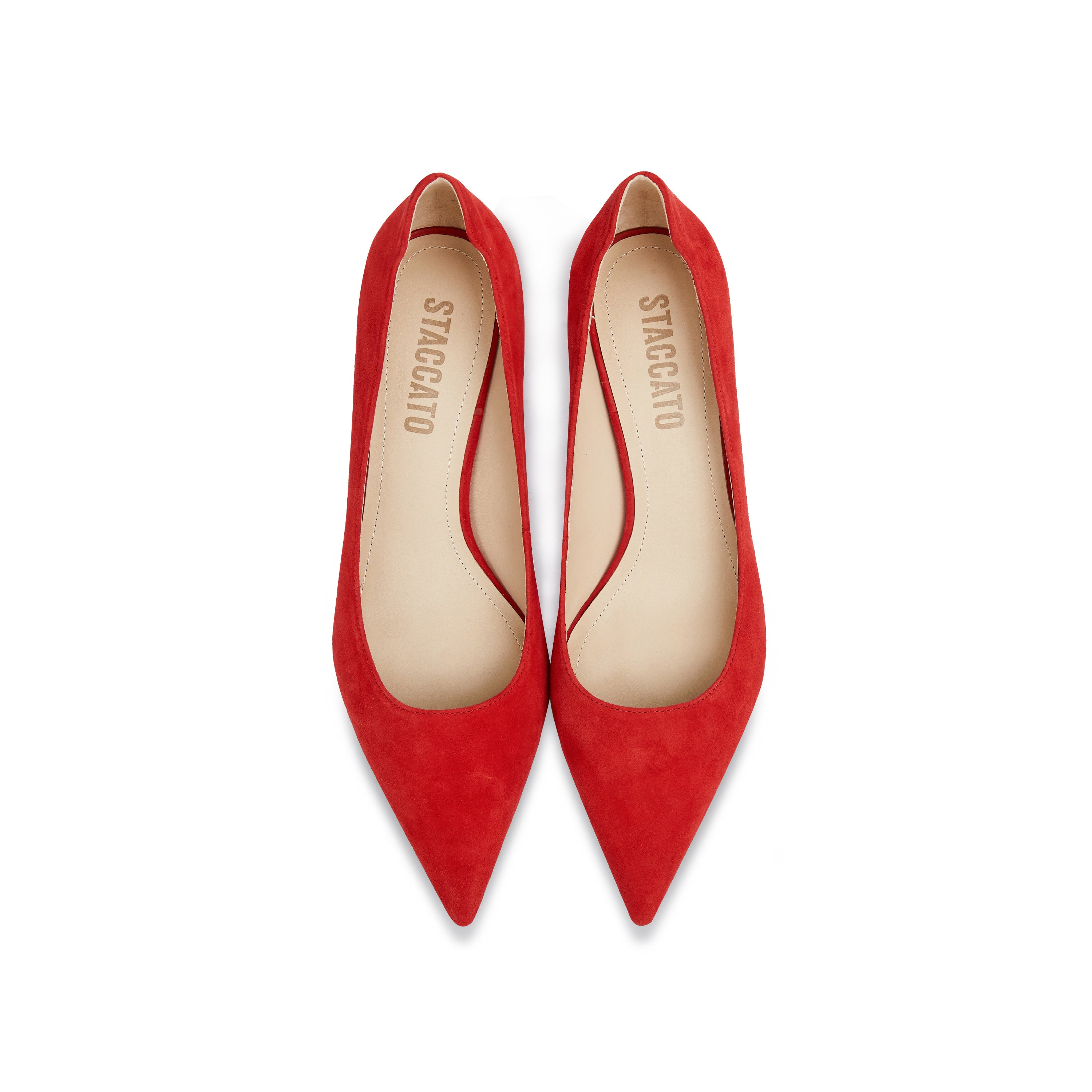 Red Suede Pointy Pumps