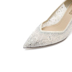 Load image into Gallery viewer, Beige Crystal Lace Pointy Pumps
