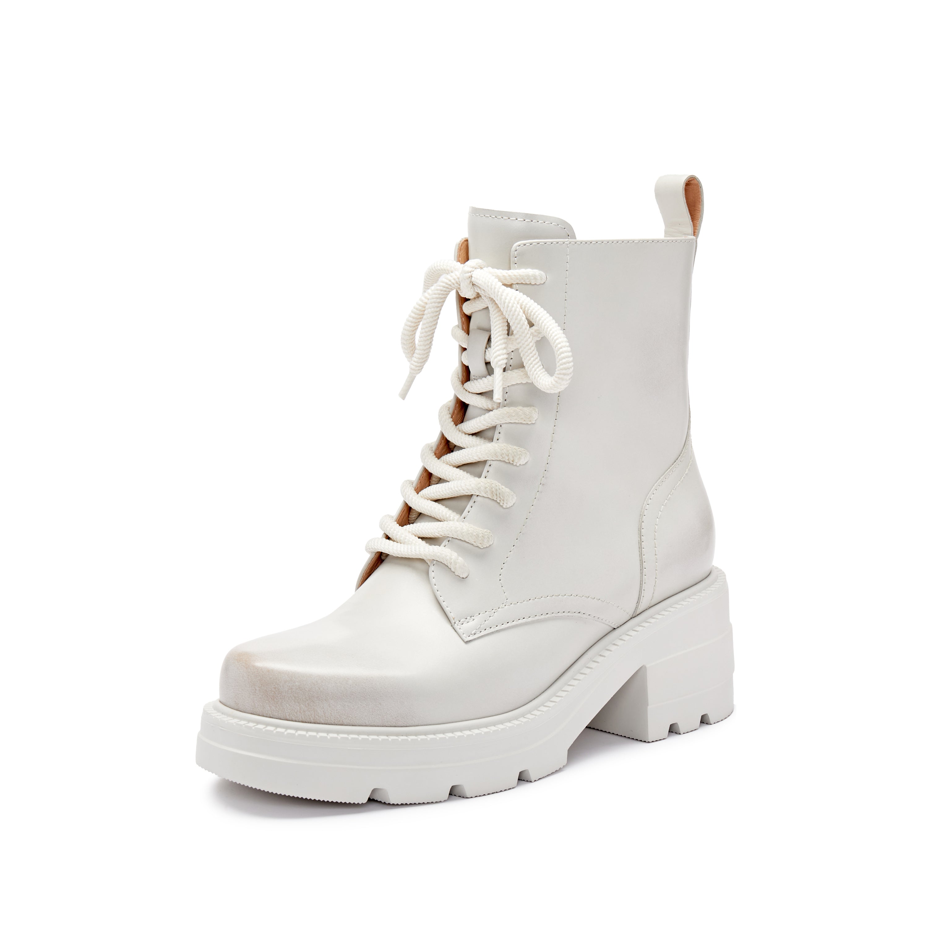 Chunky Platform Boots White Lace Up Boots Womens STACCATO Official
