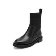 Black Floral Leather Sock Boots