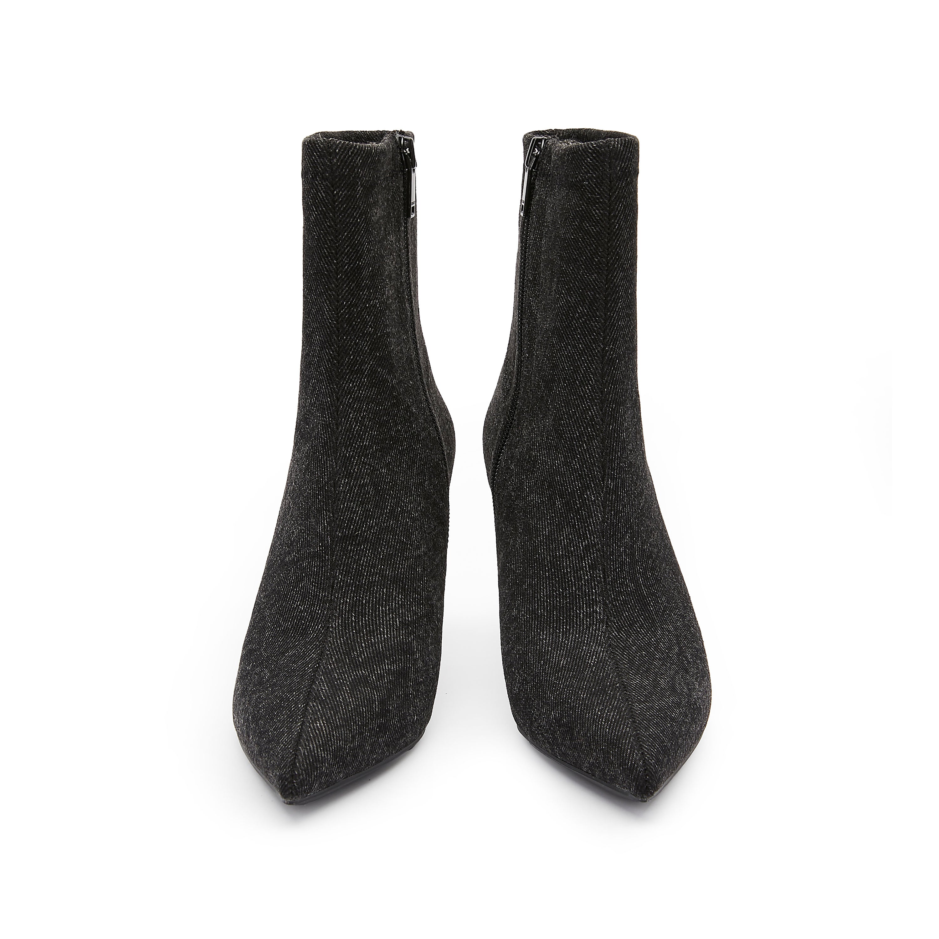 Washed Denim Heeled Ankle Boots