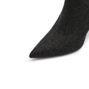 Washed Denim Heeled Ankle Boots