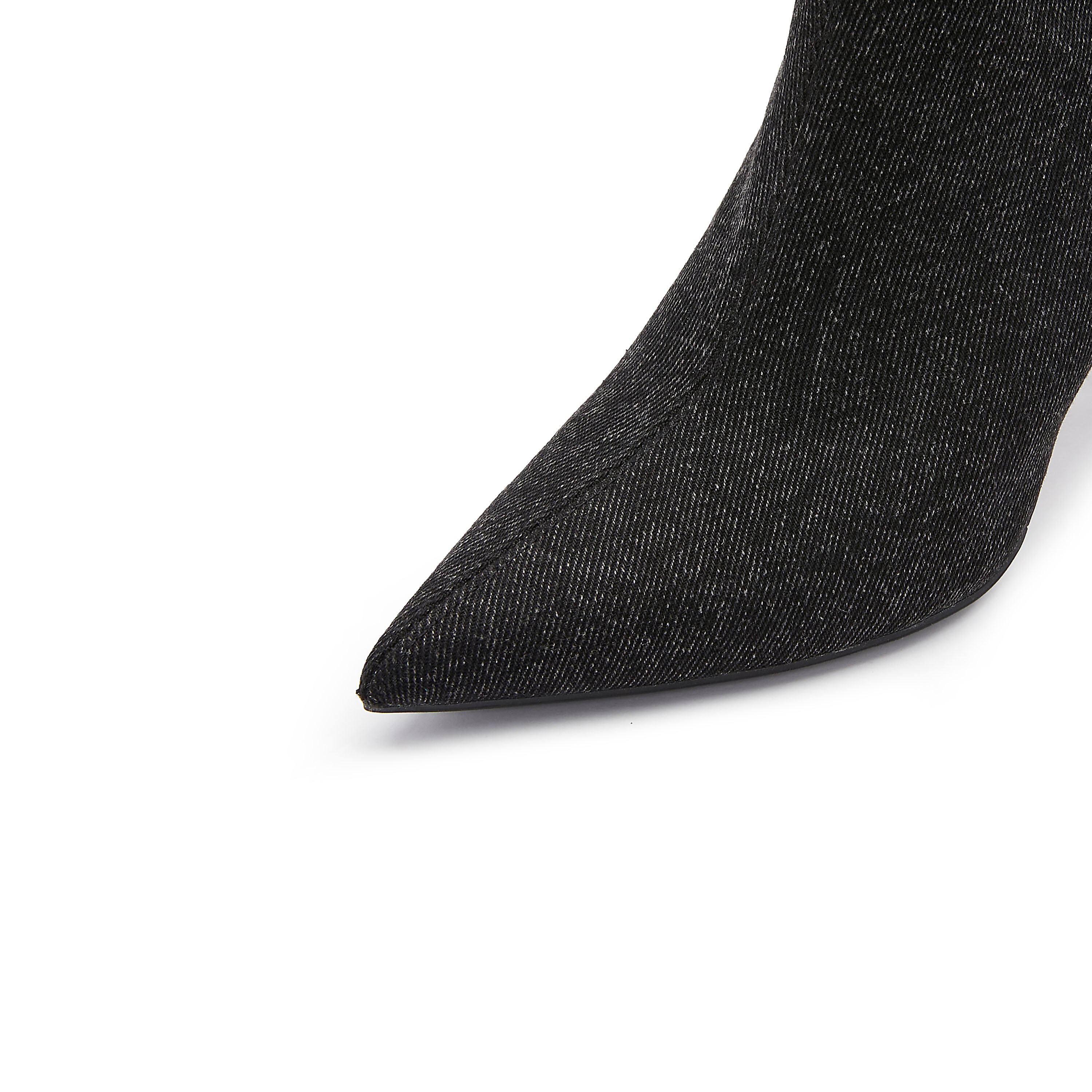 Washed Denim Heeled Ankle Boots