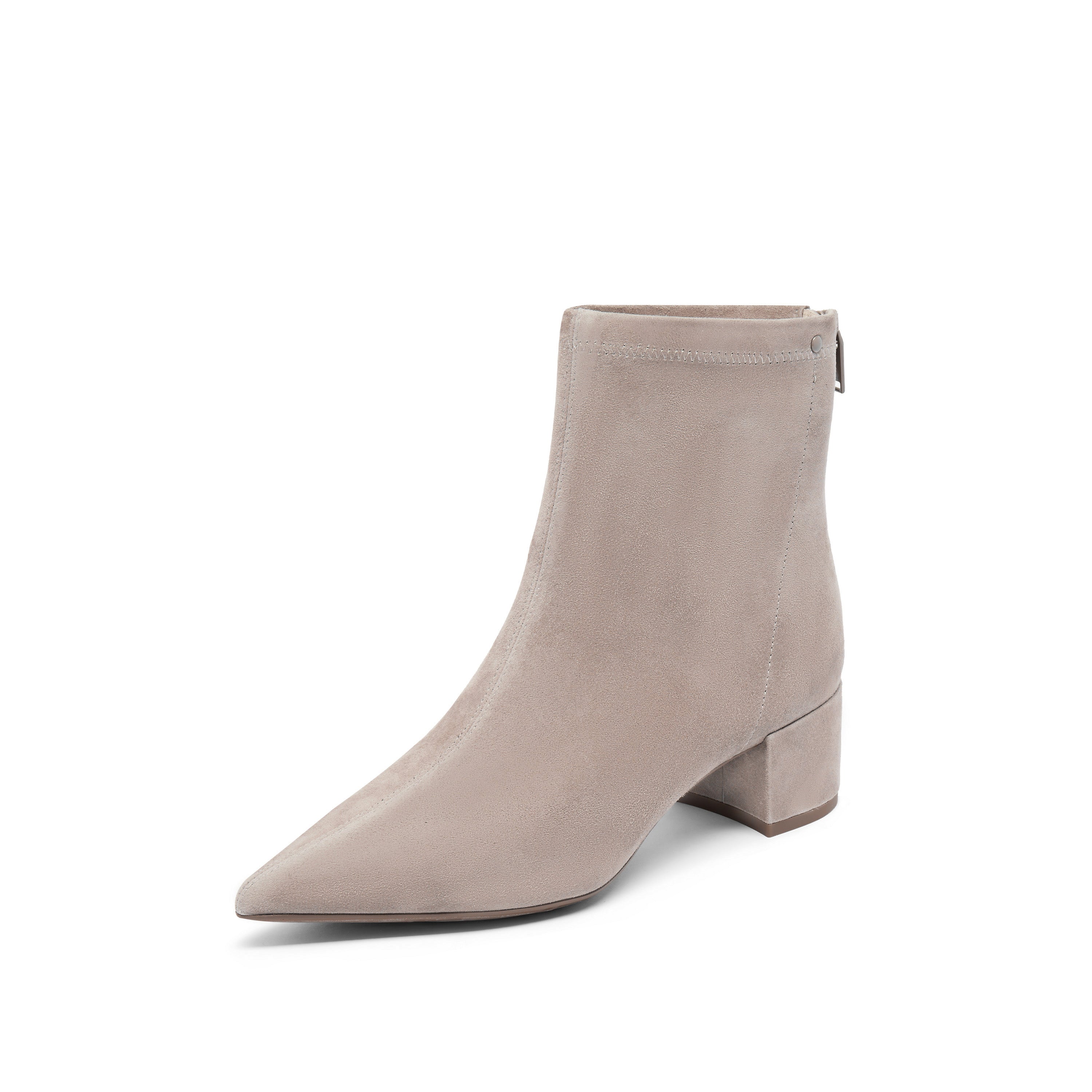 Taupe Suede Pointy Ankle Boots