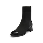 Patent Toe Cap Black Sock Boots