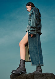 Grey Suede Adjustable Combat Boots