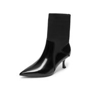 Black Floral Pattern Sock Boots