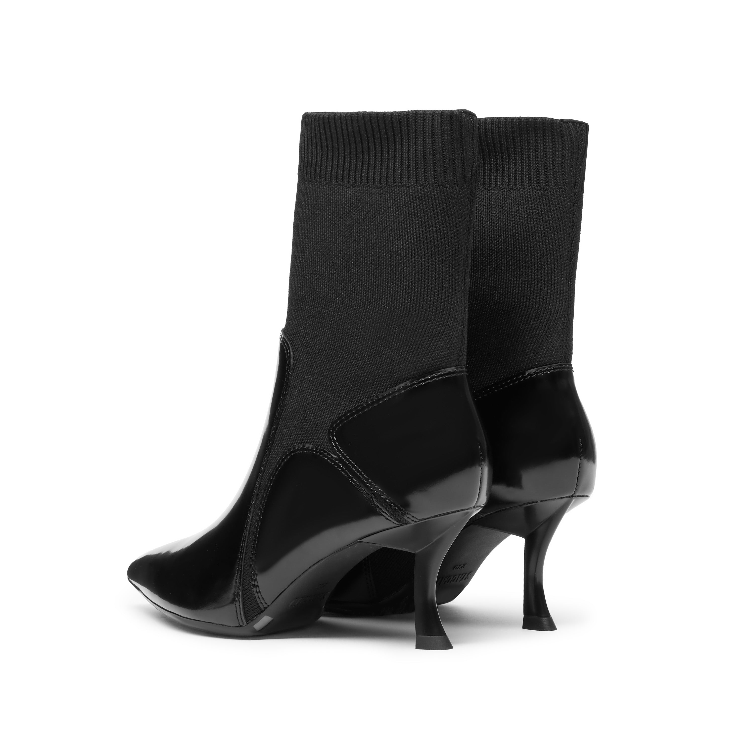 Black Floral Pattern Sock Boots