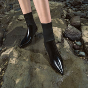 Black Floral Pattern Sock Boots