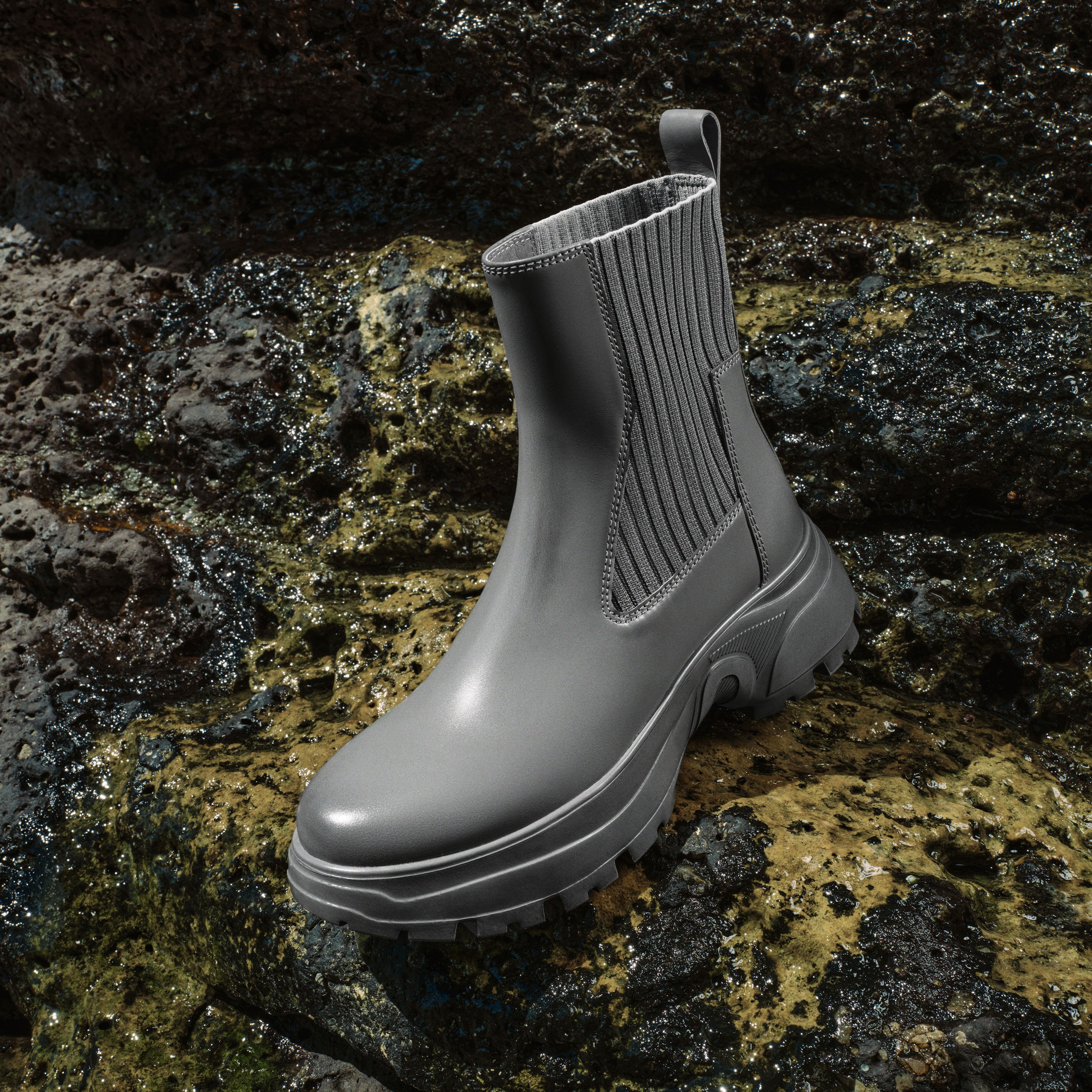 Grey Brushed ST Chunky Chelsea Boots