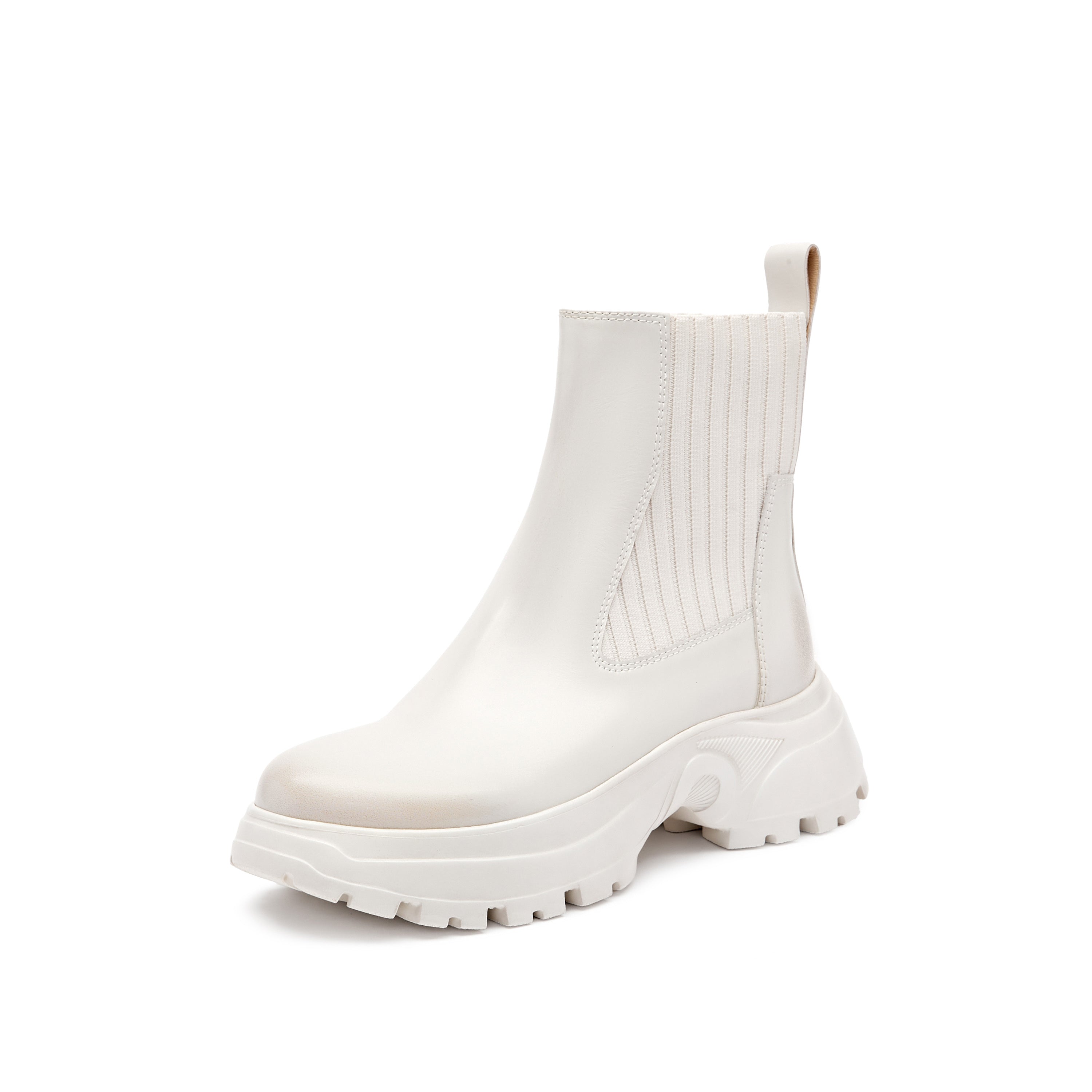 White Brushed ST Chunky Chelsea Boots