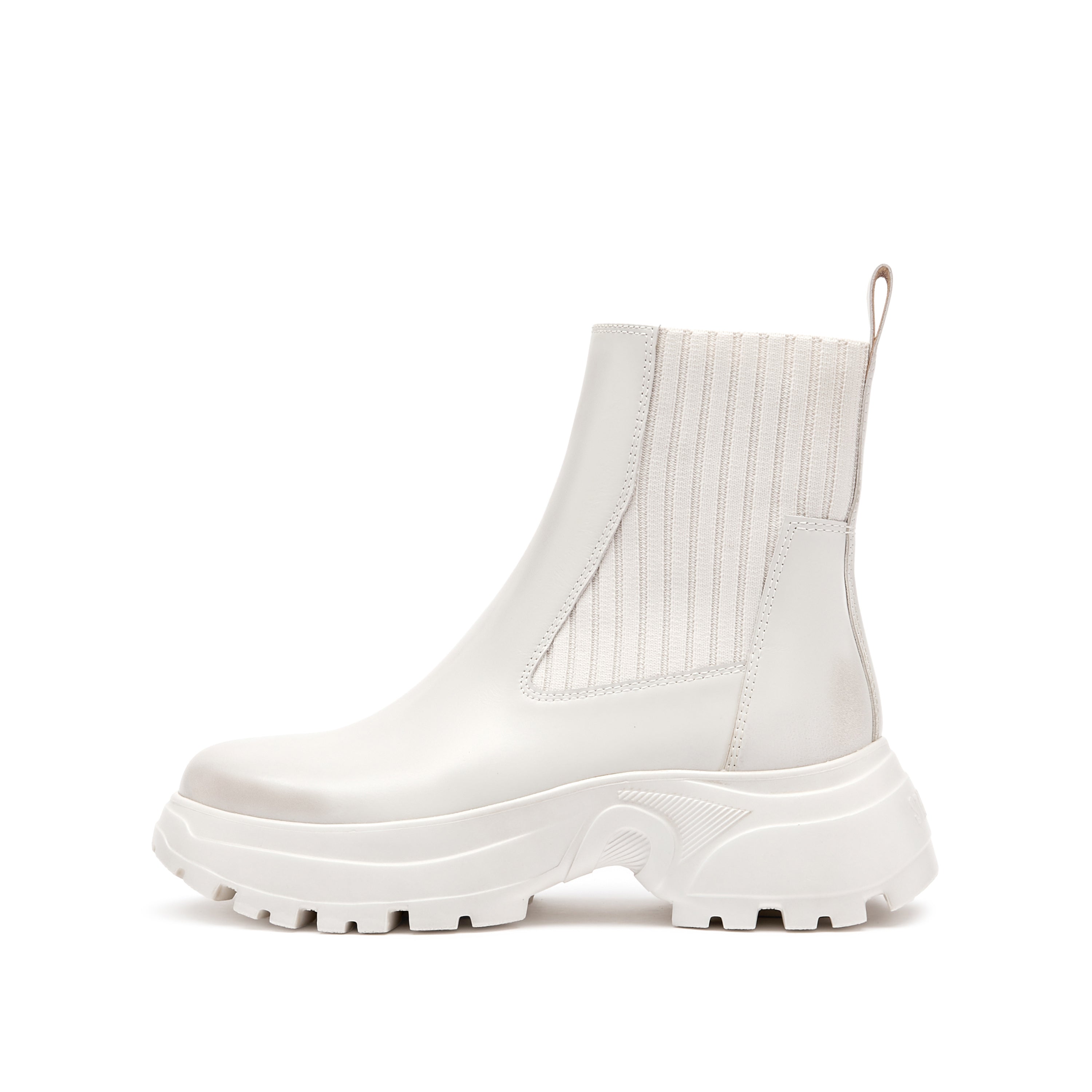 White Brushed ST Chunky Chelsea Boots