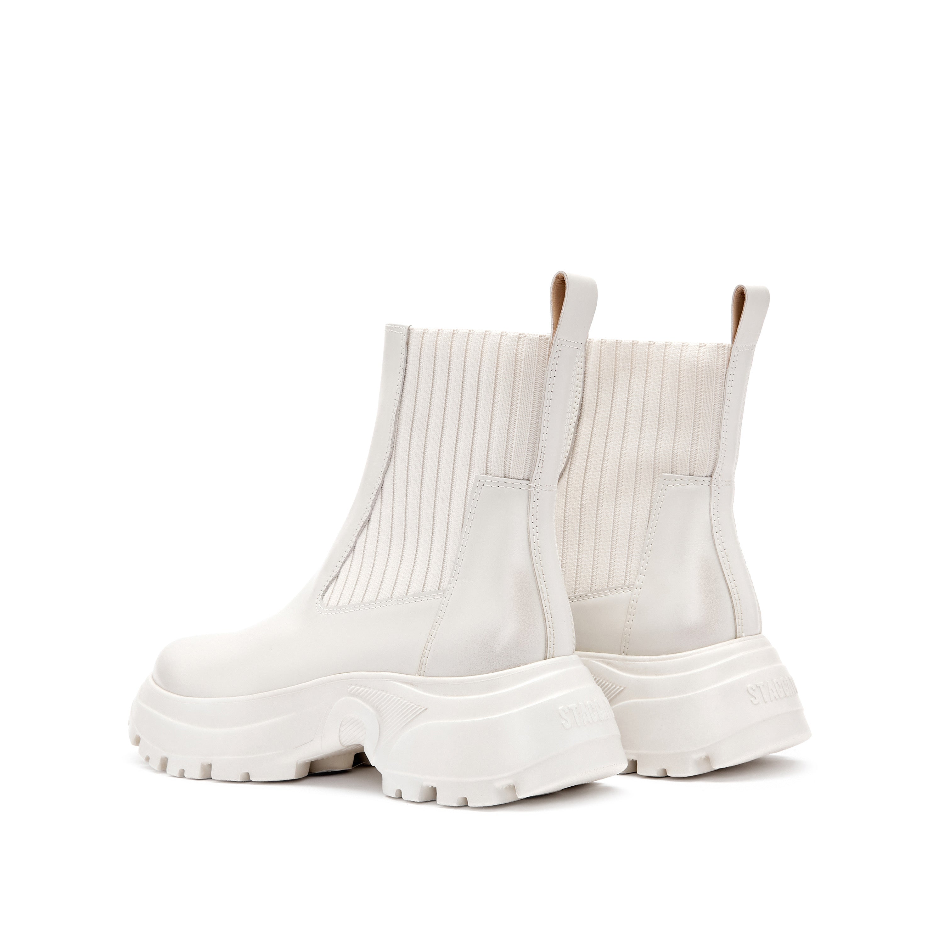 White Brushed ST Chunky Chelsea Boots